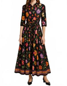 Платье макси с цветочным принтом черного цвета Vilagallo, черный