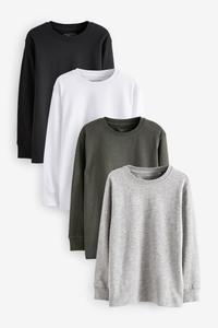 Комплект из 4 удобных футболок с длинными рукавами Next, белый