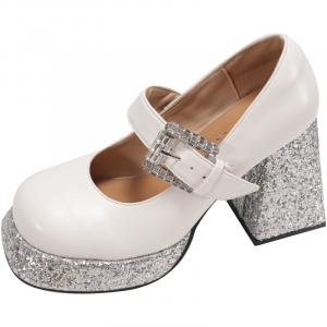 Zomila Белые женские туфли на массивном каблуке, цвет White