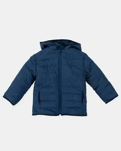 Детский пуховик с капюшоном синего цвета Tutto Piccolo