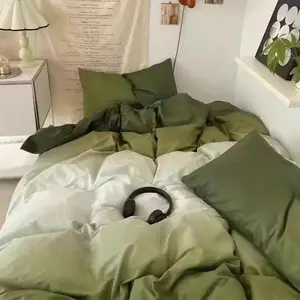 Muji Комплект постельного белья (простыня 140х210 см + 1 наволочка), цвет градиент темно-светло-зеленый