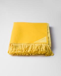 Легкий плед из жаккардовой шерсти и кашемира Prada, желтый