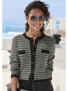 Черно-белый клетчатый кардиган LASCANA