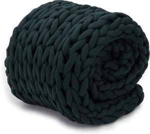 Плед Nuzzie Chunky Knit - дышащий, охлаждающий, ручной вязки, для сна - машинная стирка, стильный декор (Forest Green, Throw | 5,4 кг | 112х152 см)