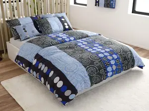 Постельное белье из поликоттона CIRCLES BLUE, синего цвета. Размеры: 70 x 90 см | 140 x 200 см TEXTILOMANIE