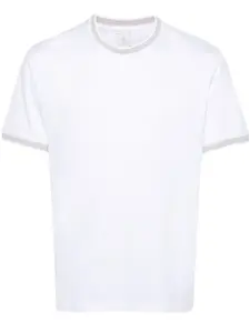 Футболка с отделкой в полоску Eleventy, белый