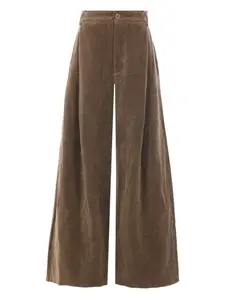 Бархатные брюки с вытачками Uma Wang, коричневый