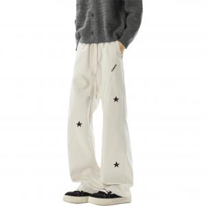 Повседневные брюки Unisex утепленные с флисовой подкладкой прямого кроя HUANQIU, экрю