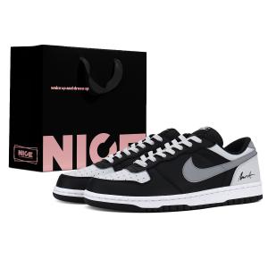 Nike Большие устойчивые к истиранию дышащие скейтбордские кроссовки для мужчин черный белый серый