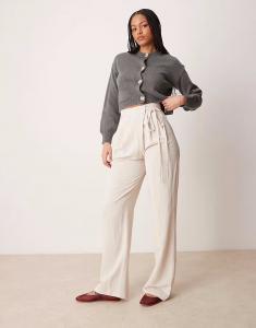 Высокие брюки Tall с запахом и завязками в песочном цвете Asos Design