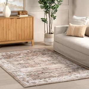 nuLOOM Tansy Medallion ковер 122 x 153 см для гостиной, спальни, столовой и кухни, машинная стирка, бежевый/белый