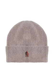 Вязаная шапка с логотипом Moncler Grenoble, фиолетовый