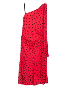 Платье асимметричного кроя с графичным принтом Moschino, красный