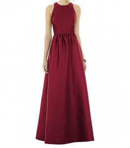 Бордовое платье без рукавов с вырезом на спине Alfred Sung