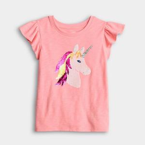 Детская футболка с декором Flutter, размеры 4-12 Jumping Beans, Unicorn Coral