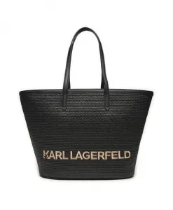 Летняя сумка тоут из рафии Karl Lagerfeld, черный
