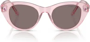 Женские солнцезащитные очки Swarovski SK6025F с низкой переносицей и круглой оправой, Transparent Pink/Light Purple Brown