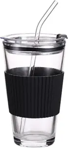 Стаканы для питья, стеклянные стаканы с крышками, стаканы для воды с трубочкой Einemgeld