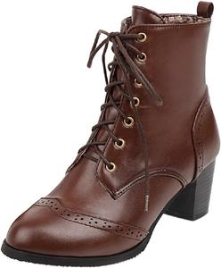 Женские пиратские ботинки DINTAHA, викторианские ботильоны на шнуровке с массивным каблуком, винтажные оксфорды с крыльями, Dark Brown