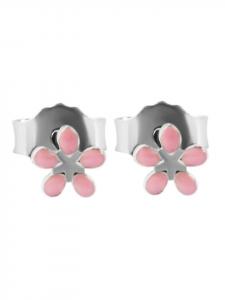 Adeliás Детские серьги - серьги-гвоздики в виде цветов из серебра 925 пробы с серебряной эмалью