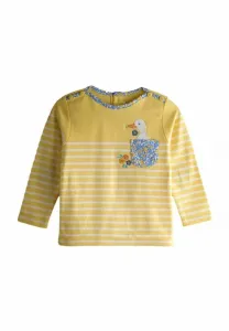Футболка с длинным рукавом в бретонском стиле, стандартного кроя, с карманом-уточкой. Jojo Maman Bébé, Light Yellow