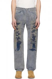 Rrl Синие латуньевые брюки с плоским передним краем