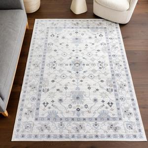nuLOOM Bridie Medallion ковер 122 x 183 см для гостиной, спальни, столовой, кухни, машинная стирка, светло-голубой/кремовый