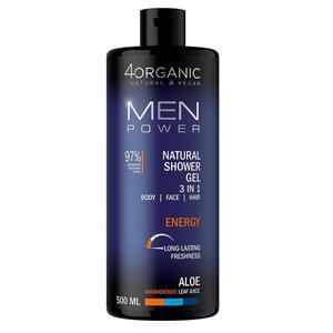 4organic Men Power натуральный гель для душа 3в1 Энергия 500мл