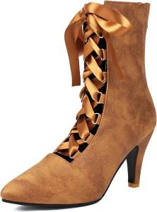 Модные женские ботильоны на массивном каблуке, с шнуровкой, заостренным носком и невысоким каблуком Taxutixieye, 25 Brown