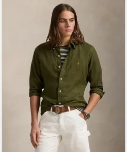 Классическая льняная рубашка Polo Ralph Lauren, цвет 301 Green