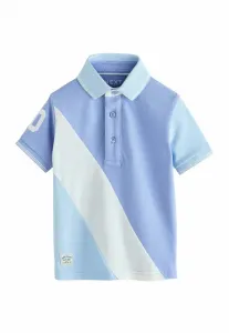 Рубашка-Поло с коротким рукавом и цветовыми блоками, стандартного кроя. Next, Blue