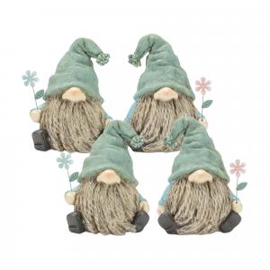 Фигурка садового гнома Melrose International с цветочным стеблем, 4 штуки, синий / зеленый / коричневый