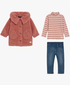 Детский комплект для девочек: куртка с длинными рукавами, топ и джинсы, 3 предмета 7 For All Mankind, Carmine Rose, Blue