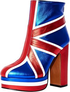 Женские модные ботильоны Maiyang с круглым носком, боковой молнией, платформой и массивным высоким каблуком, для вечеринки или особого события, короткие ботинки размер 4-16 US, National Flag