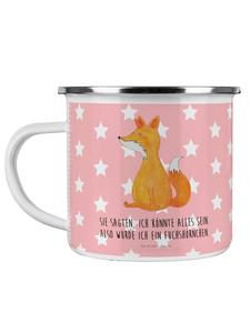 Эмалированная кружка для кемпинга с изображением лисы-единорога и надписью пастельно-красного цвета Mr. & Mrs. Panda