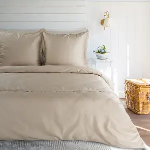 Постельное белье ретро 160х200 бежевое кружево Eurofirany