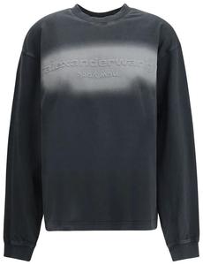 Футболка с длинными рукавами Alexander Wang с тисненым логотипом, черный