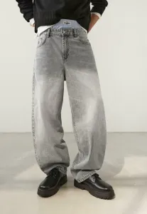 Супервышитые мешковатые джинсы Bershka, Grey