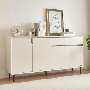 Quanu Комод 120 см для гостиной и спальни из массива дерева, многофункциональный шкаф для обуви и вещей, белый с лунным узором