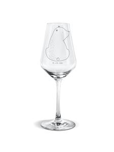 Бокал белого вина, медведь, взгляд через плечо без слов в прозрачной Mr. & Mrs. Panda