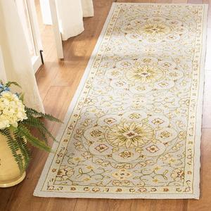 Ковер-дорожка SAFAVIEH, 77 x 305 см, Chelsea Collection, Teal & Green, ручной работы, французский кантри, шерсть, идеально для помещений с высокой проходимостью в гостиной, спальне (HK378A)