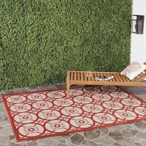 Ковер SAFAVIEH, 61 x 112 см, Courtyard Collection Beige / Red CY7476 для дома и улицы, водонепроницаемый, легко чистится, для патио, заднего двора, прихожей