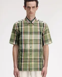 Мужская короткая рубашка в клетку Fred Perry, зеленый