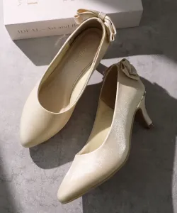 Туфли-лодочки с лентой сзади и украшениями Pourvous, цвет Beige