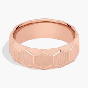 Обручальное кольцо с рельефным шестиугольником из 18-каратного розового золота (7 мм) Blue Nile