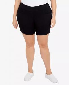 Шорты Plus Size Essentials однотонные из технической ткани с эластичным поясом HEARTS OF PALM, черный