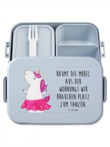 Mr. & Mrs. Panda Ланчбокс с изображением балерины-единорога и надписью пастельно-голубого цвета