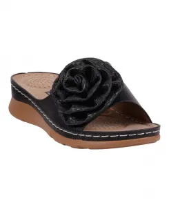 Женские плоские сандалии Honey Flower Rosette GC Shoes, черный