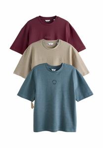 Футболка Next REGULAR FIT-SMART SOFT 3 PACK, Stone Burgundy Red Blue/Blue