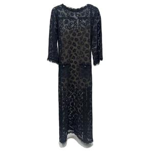 CHANEL Длинное платье с рукавами женское черное
